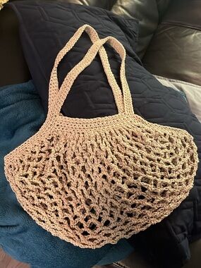 Handmade by me! Beige Crochet Market Tote Bag